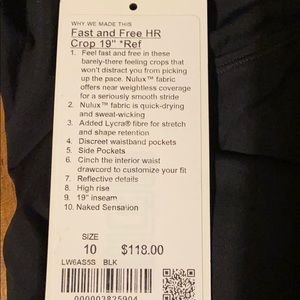 Lululemon fast and free crop 19’ reflective